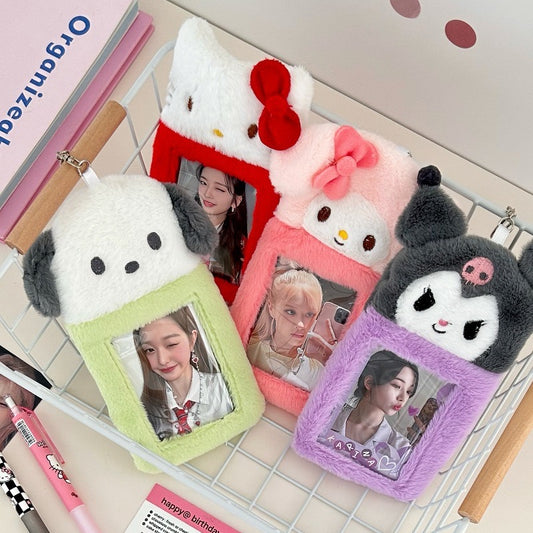 Plush Kpop Photocard Holder Key Chain - Kuromi/Melody/Pochacco