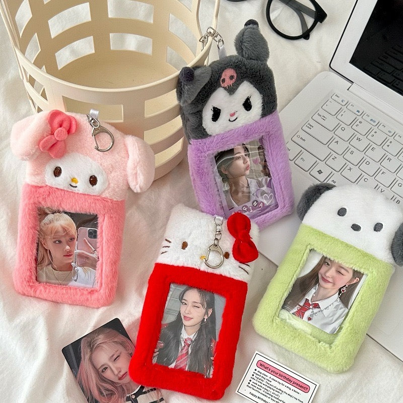 Plush Kpop Photocard Holder Key Chain - Kuromi/Melody/Pochacco