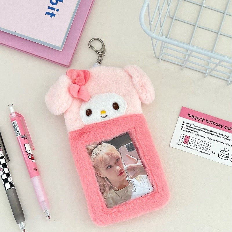 Plush Kpop Photocard Holder Key Chain - Kuromi/Melody/Pochacco