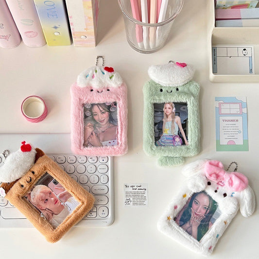 Plush Kpop Photocard Holder Key Chain - Puppy/Pudding/Strawberry/Melon