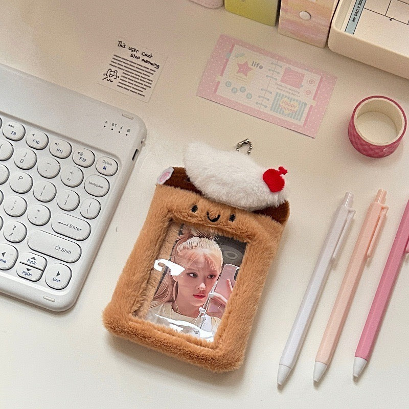 Plush Kpop Photocard Holder Key Chain - Puppy/Pudding/Strawberry/Melon