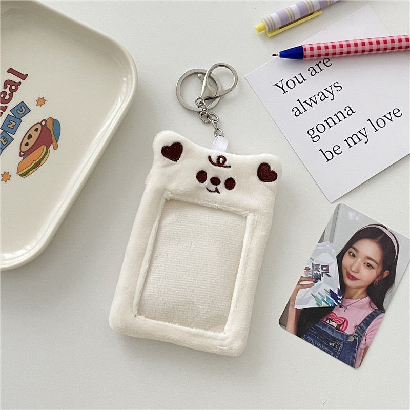 Plush Kpop Photocard Holder Key Chain -Cat/Bunny/Bear