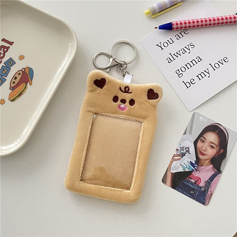 Plush Kpop Photocard Holder Key Chain -Cat/Bunny/Bear