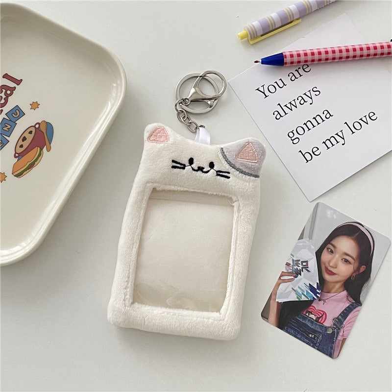 Plush Kpop Photocard Holder Key Chain -Cat/Bunny/Bear