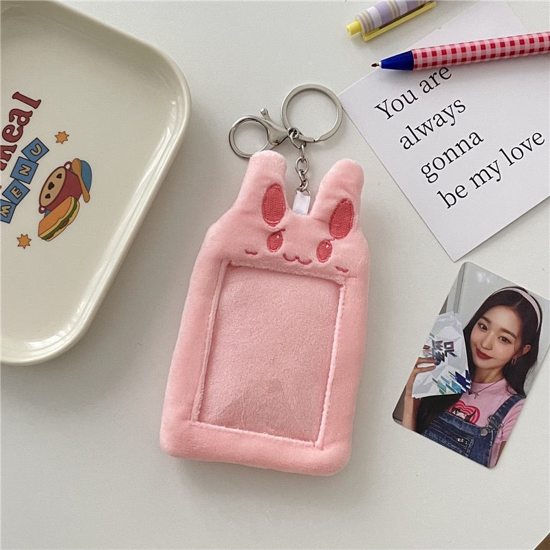 Plush Kpop Photocard Holder Key Chain -Cat/Bunny/Bear