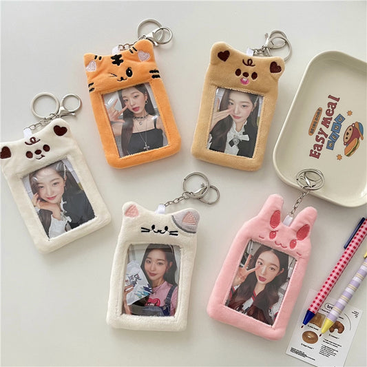 Plush Kpop Photocard Holder Key Chain -Cat/Bunny/Bear