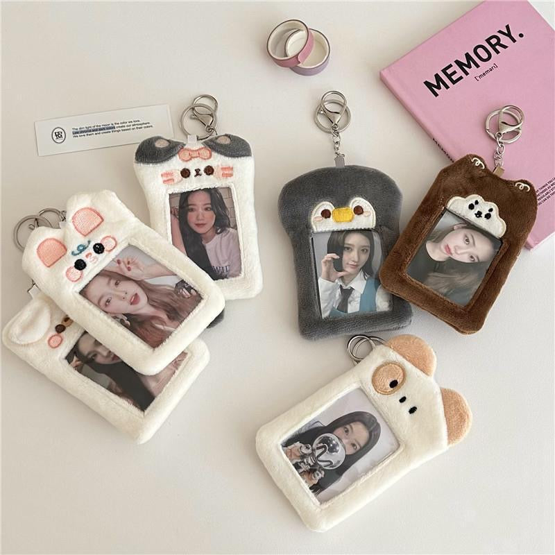 Plush Kpop Photocard Holder Key Chain- cute animals