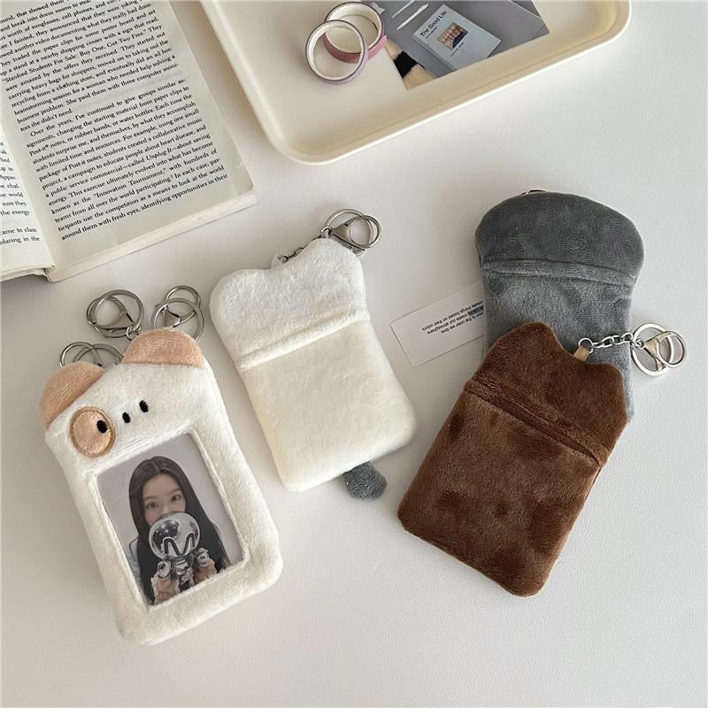 Plush Kpop Photocard Holder Key Chain- cute animals