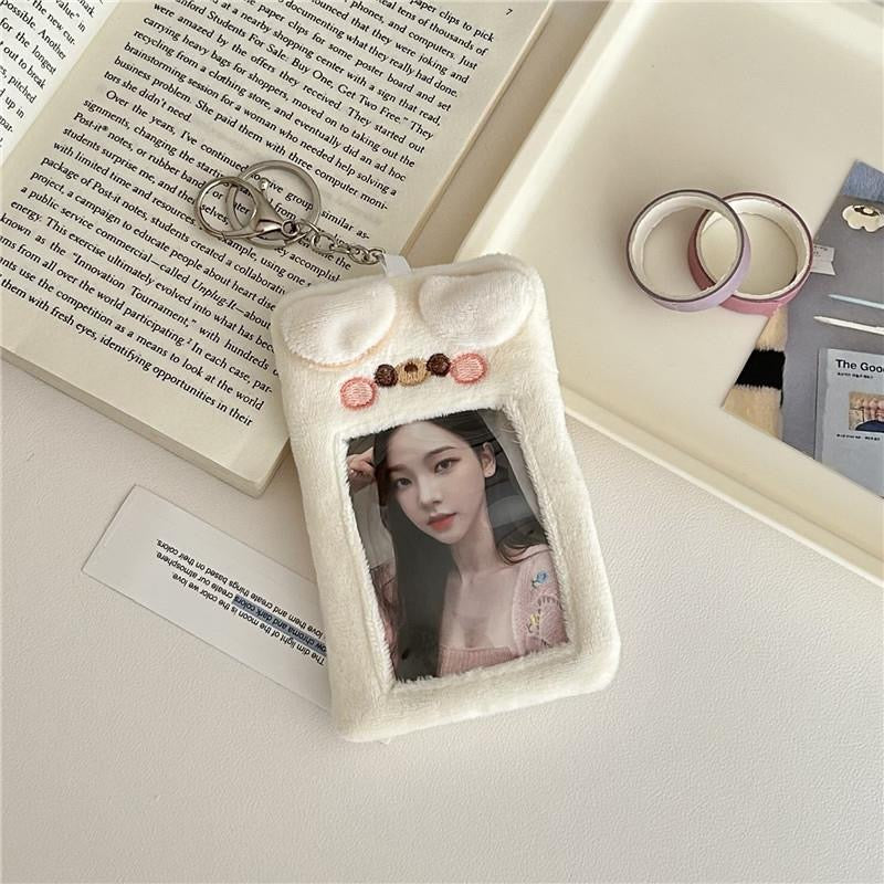 Plush Kpop Photocard Holder Key Chain- cute animals