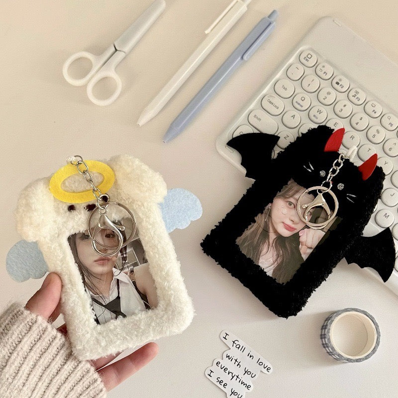 Plush Photocard Holder with Key Chain - Devil/Angel