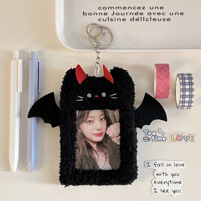 Plush Photocard Holder with Key Chain - Devil/Angel