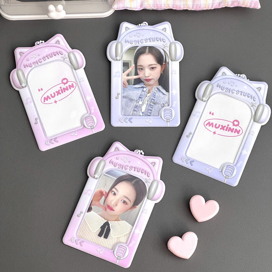 PVC Kpop Photocard Holder - Headphone with Pink/Purple color