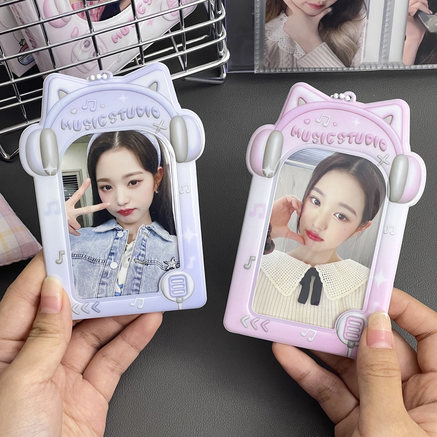 PVC Kpop Photocard Holder - Headphone with Pink/Purple color