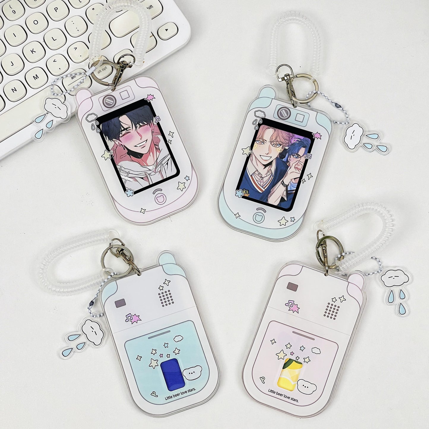 Acrylic Kpop Photocard Holder Key Chain -Mini Phone with Pink/Blue/Green/Grey color