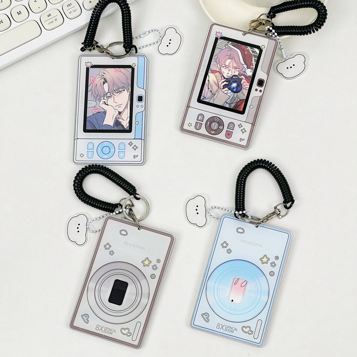 Acrylic Kpop Photocard Holder Key Chain -Mini Phone with Pink/Blue/Green/Grey color