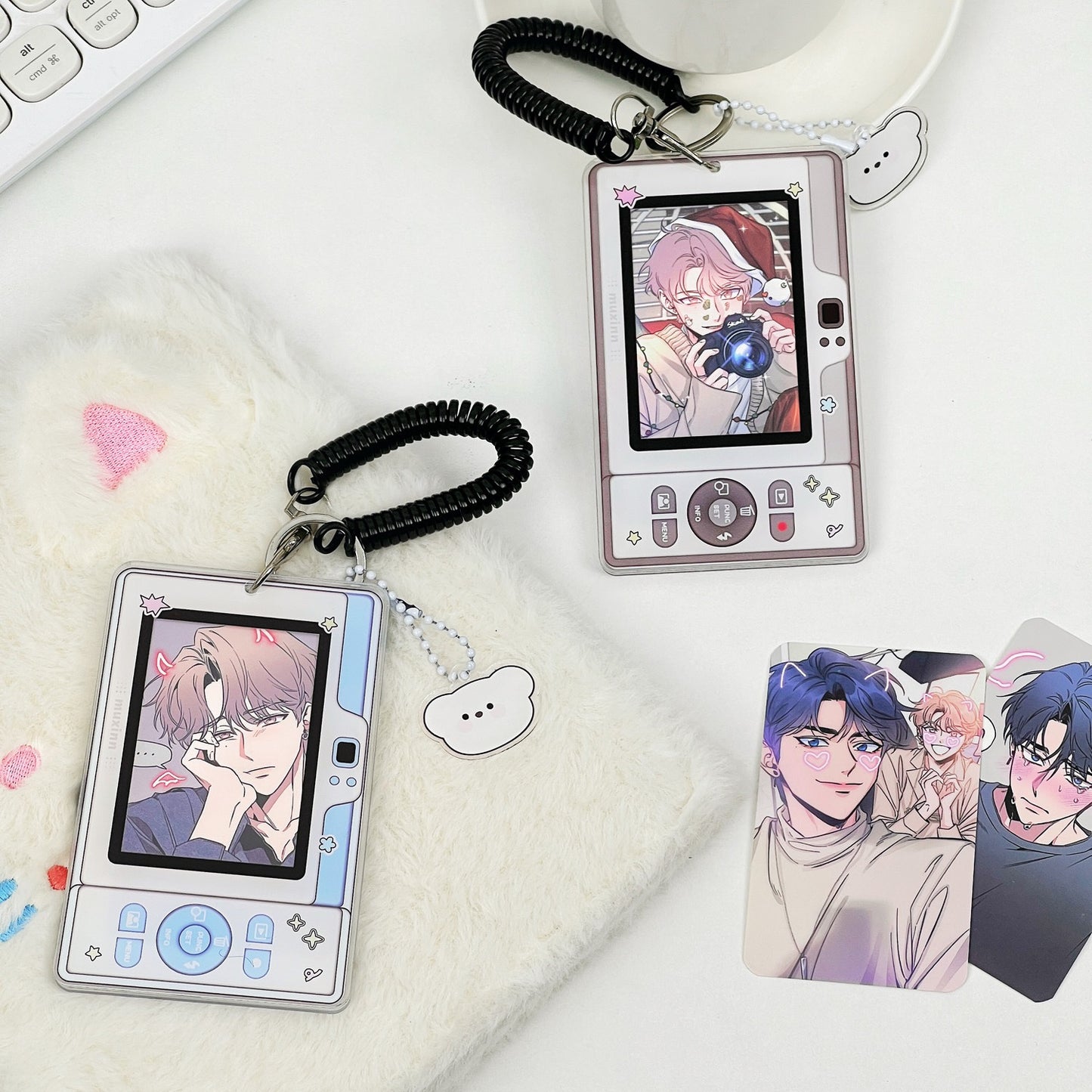 Acrylic Kpop Photocard Holder Key Chain -Mini Phone with Pink/Blue/Green/Grey color