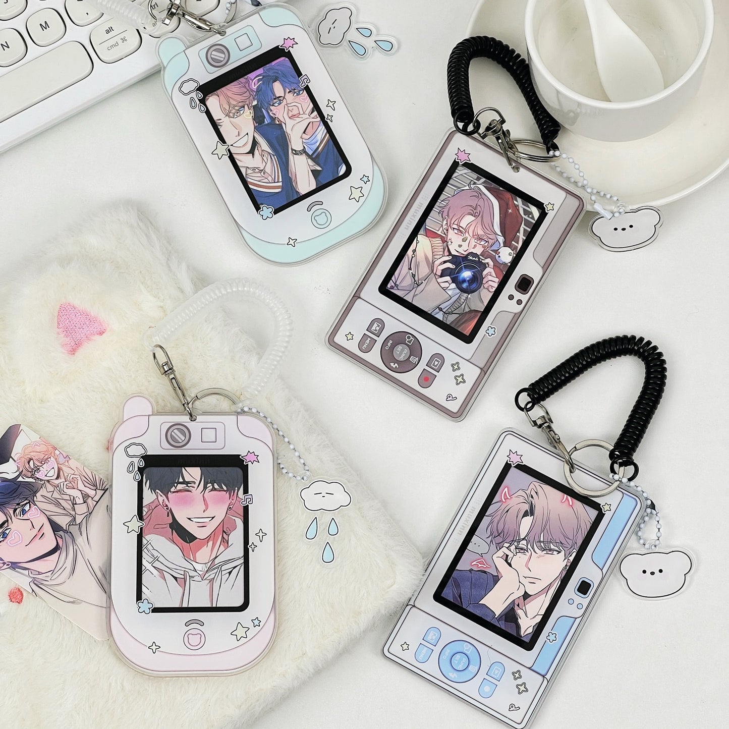 Acrylic Kpop Photocard Holder Key Chain -Mini Phone with Pink/Blue/Green/Grey color