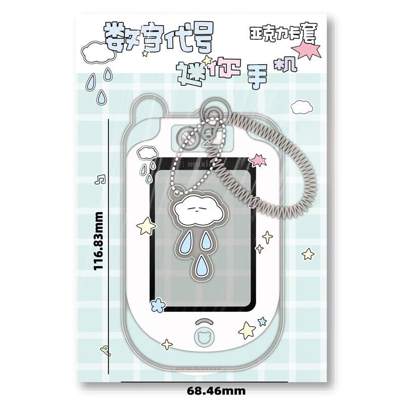 Acrylic Kpop Photocard Holder Key Chain -Mini Phone with Pink/Blue/Green/Grey color