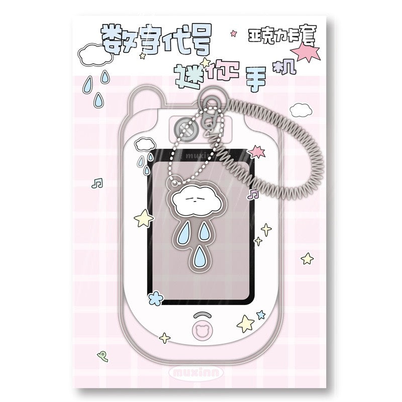 Acrylic Kpop Photocard Holder Key Chain -Mini Phone with Pink/Blue/Green/Grey color