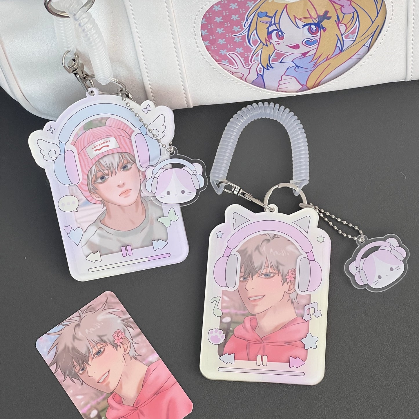 PVC Kpop Photocard Holder Key Chain - Headphone