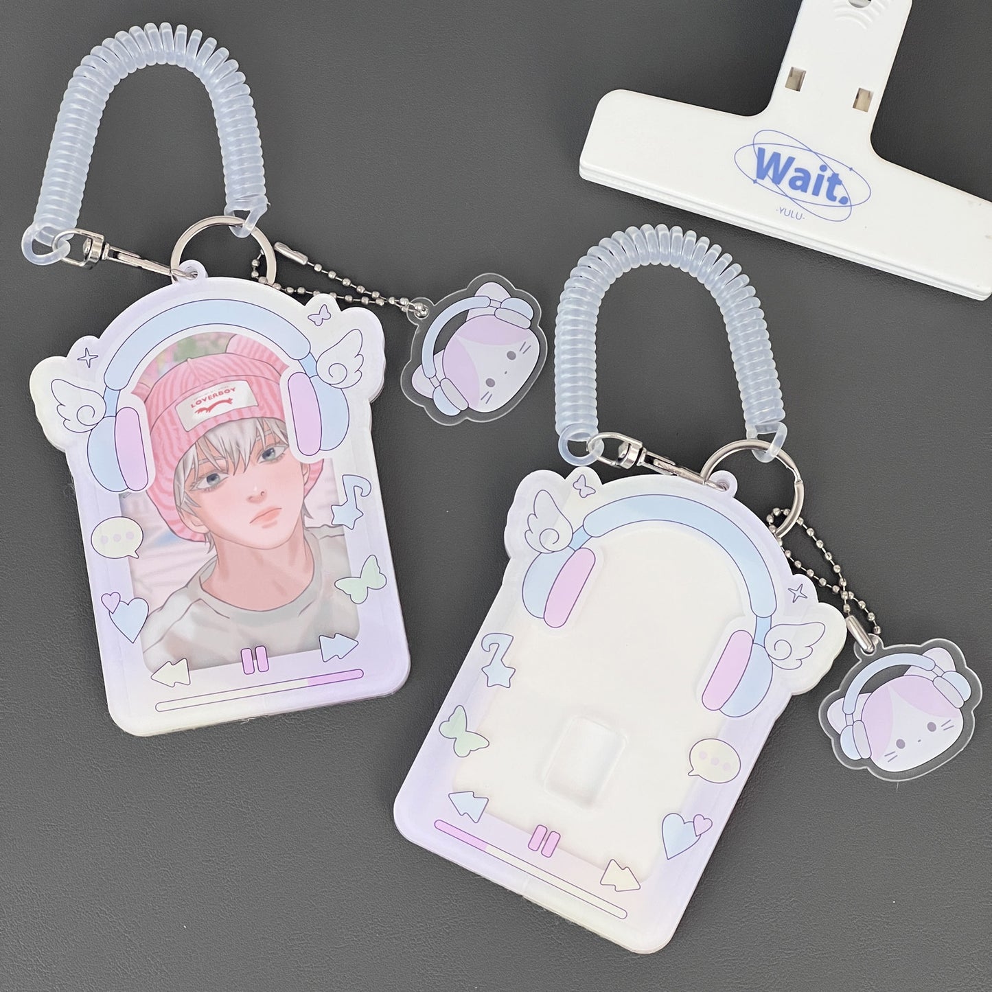 PVC Kpop Photocard Holder Key Chain - Headphone